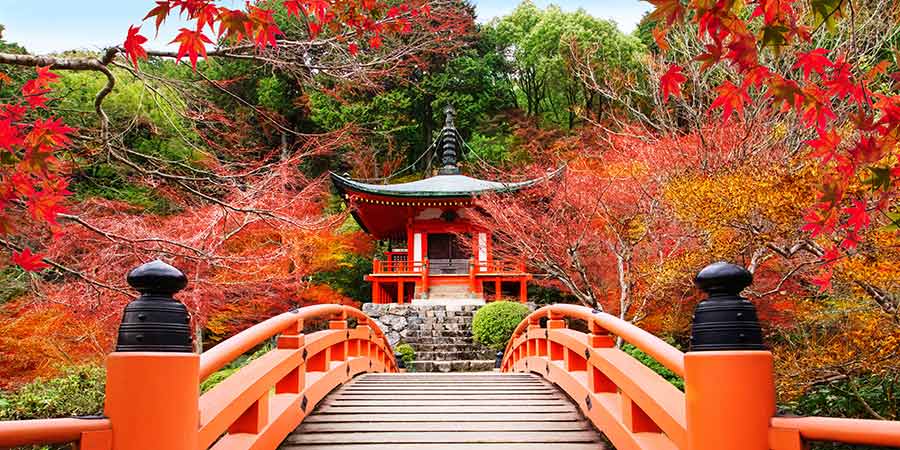 A traditional red temple in Japan. 
