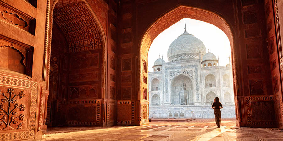 Visiting the iconic Taj Mahal at sunrise